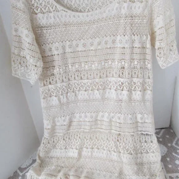 SOLD 2 pc Beautiful Boho Lace Dress Fringe Bottom Dresses Ivory lace bohemian - Picture 2 of 6